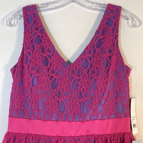 NWT. Adrianna Papell Hailey 4 Floral Lace Fit & Flare Dress. - Picture 4 of 13